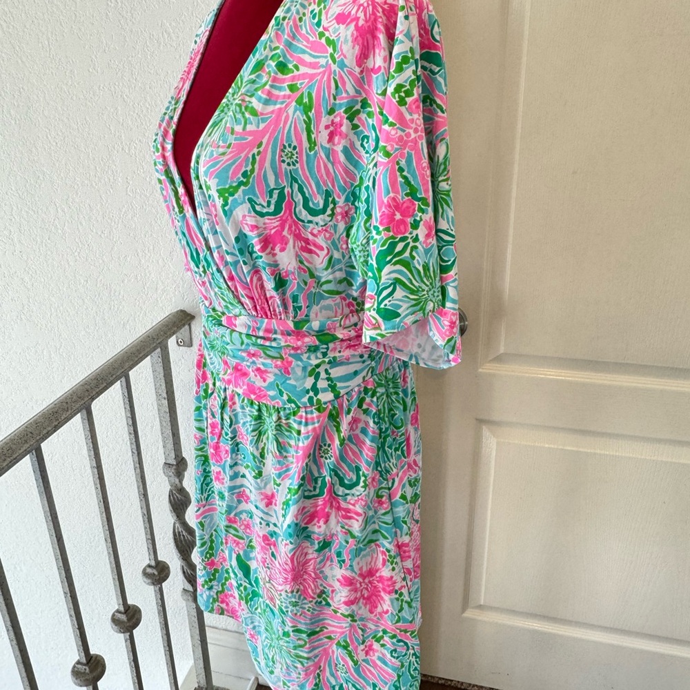 LILLY PULITZER SZ Medium PARIGI SKORT ROMPER *LEAF IT WILD* AMALFI BLUE - Picture 6 of 11